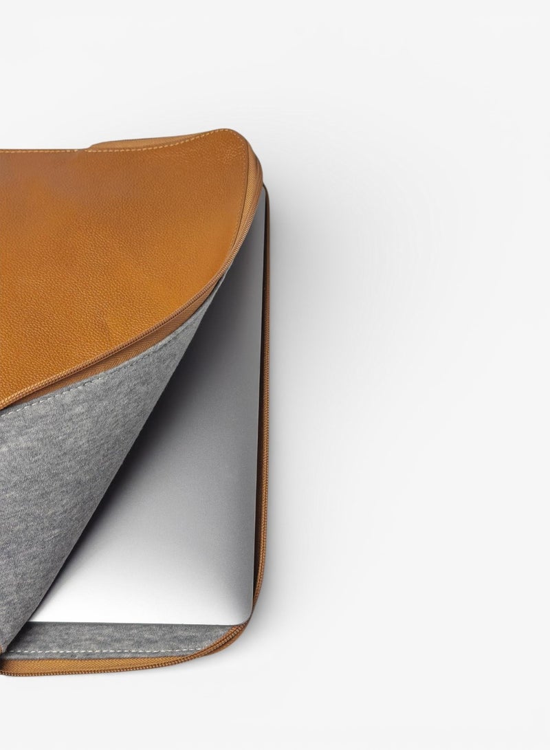 Emery Aegis 14/16-Inch Leather Laptop Sleeve | Professional Folio for MacBook Pro & Laptops | Full-Grain Leather with Secure Zip Closure (Tan, Regular) - Image 3